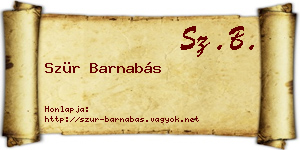Szür Barnabás névjegykártya